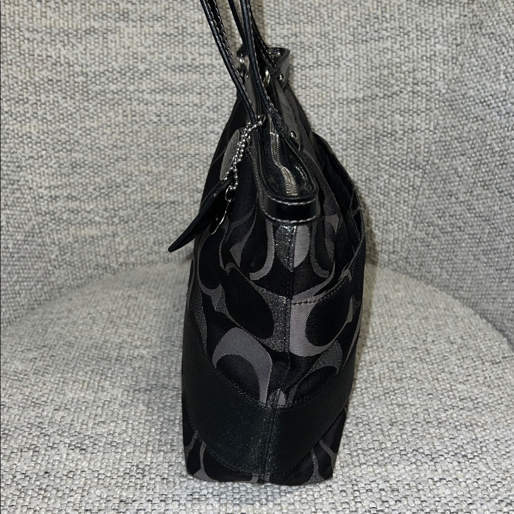 Coach Signature Metallic Stripe Tote Silver F20429 - Picture 7 of 13